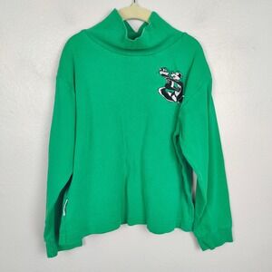 Vintage Looney‎ Tunes Acme Kids Sweatshirt Medium Sylvester Cat Turtleneck Green